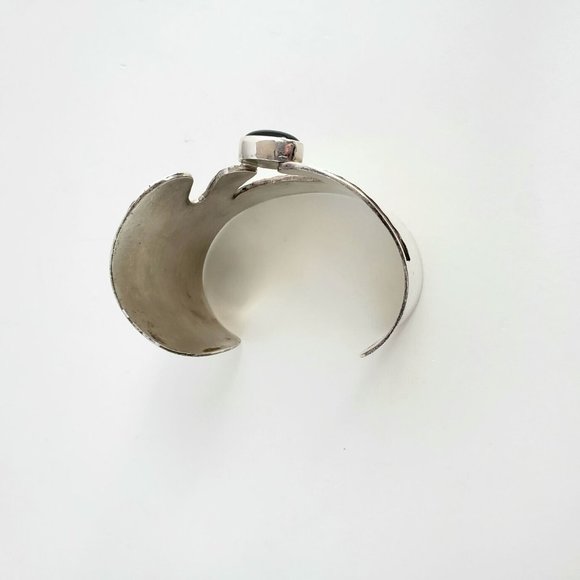 Carol Felley 1995 Sterling Onyx Cuff Bracelet - Picture 9 of 9